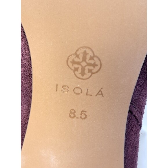 Plum Purple Suede Fringe Boots  Ankle Booties Women 8.5 Isola - Picture 12 of 13